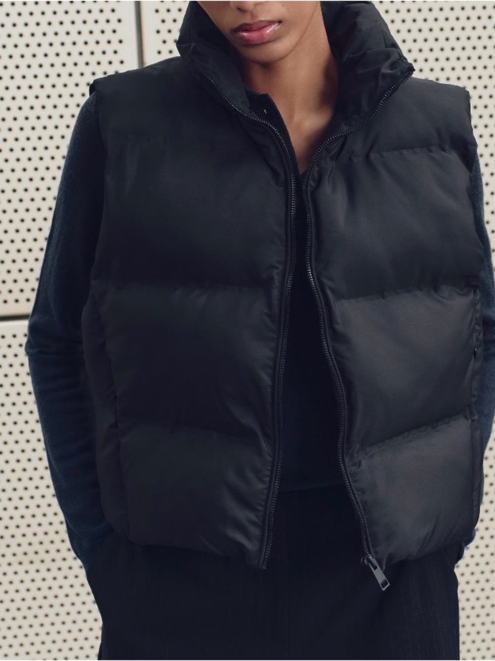 Black Zara Puffer Vest Jacket - Women